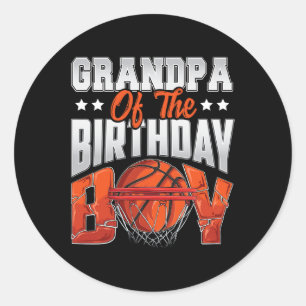 Sticker Rond Grand-pa basket-ball anniversaire Boy Family Balle