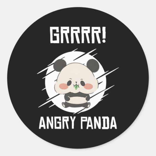 Sticker Rond Grand Pandas en colère Sauvage Panda Bamboo (Devant)