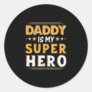 Sticker Rond Grand-père Cadeau   Papa Est Mon Super Héros