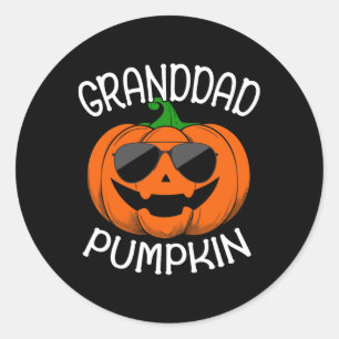 Sticker Rond Grand-père Citrouille porter des lunettes de solei