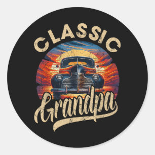 Sticker Rond Grand-Père Classique Drôle Dire Voiture Amoureux H