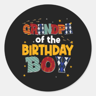 Sticker Rond Grand-Père De L'Anniversaire Boy Family Party Déco