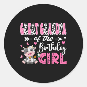 Sticker Rond Grand-Père De L'Anniversaire Fille Cute Cow 1st Bi
