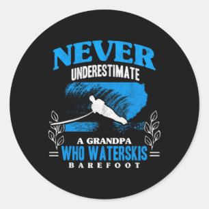 Sticker Rond Grand-père fait du ski nautique Athlètes de Refoot