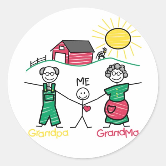 Sticker Rond Grand-père grand-mère et moi (Devant)