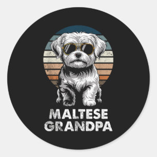 Sticker Rond Grand-père maltais rétro cool drôle propriétaire d