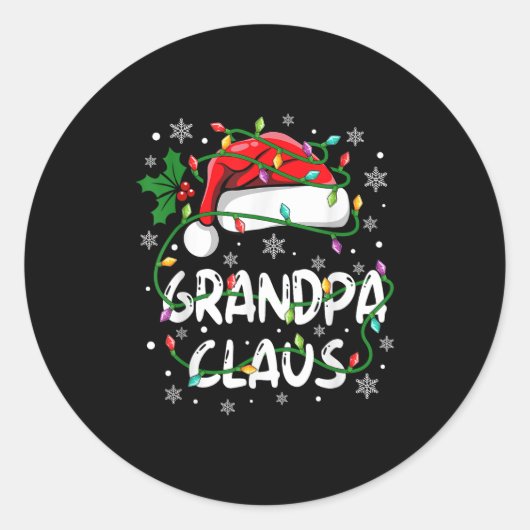 Sticker Rond Grand-père Santa Claus Famille de Noël Équipe de N (Devant)