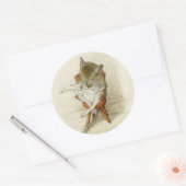 Sticker Rond Grand-père Souris Lire un journal (Enveloppe)