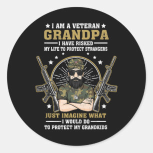 Sticker Rond Grand-Père Vétérinaire Des Hommes A Risqué La Vie