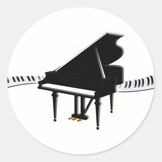 Sticker Rond Grand piano et clavier (Devant)