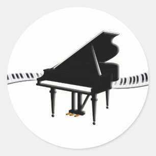 Sticker Rond Grand piano et clavier
