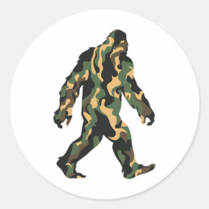 Sticker Rond Grand Pied Camo Sasquatch Camping Extérieur Hommes