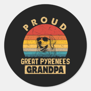 Sticker Rond Grand Pyrénées Grand-pa Dons Chiens Drôle Grand Pa