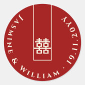 Sticker Rond Grand Rectangle double bonheur Mariage chinois (Devant)