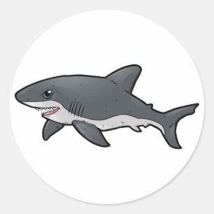 Sticker Rond Grand requin blanc