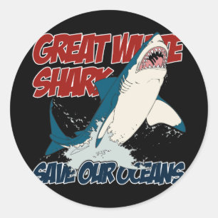 Sticker Rond Grand requin blanc