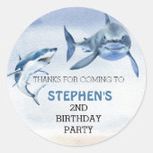 Sticker Rond Grand requin blanc Anniversaire Favoriser Merci (Devant)