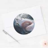 Sticker Rond Grand requin blanc en mer (Enveloppe)
