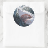Sticker Rond Grand requin blanc en mer (Sac)