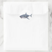 Sticker Rond grand requin blanc nageant à droite (Sac)
