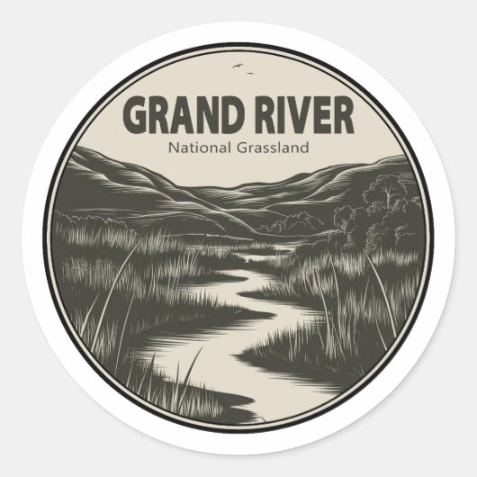 Sticker Rond Grand River National Grassland Stream (Devant)