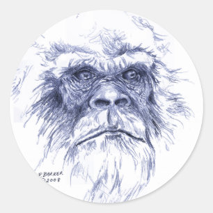 Sticker Rond Grand Sasquatch bleu