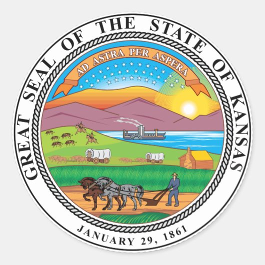Sticker Rond Grand sceau de l'état du Kansas (Devant)