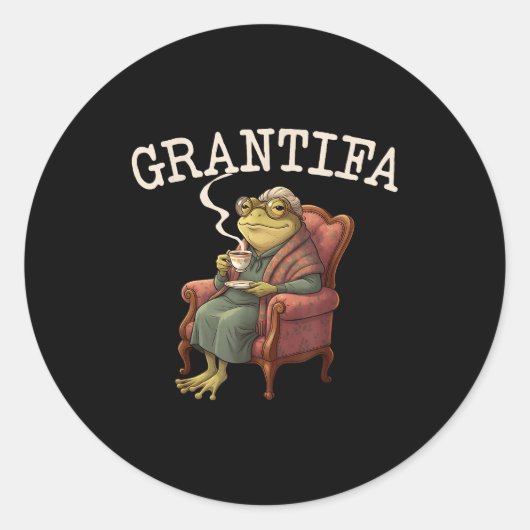 Sticker Rond Grand Tifa Frog Funny Graphic Men Women (Devant)