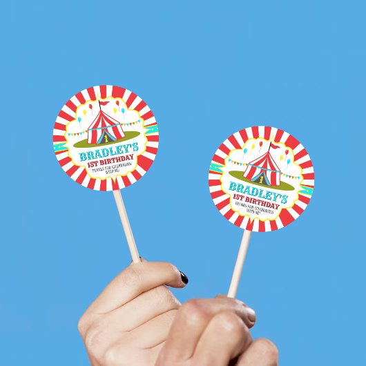 Sticker Rond Grand Top Carnaval de cirque 1er anniversaire