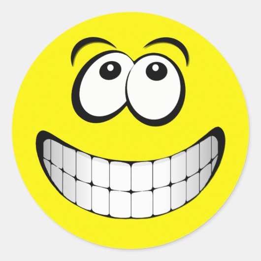 Sticker Rond Grand visage gris jaune (Devant)