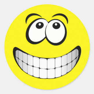 Sticker Rond Grand visage gris jaune