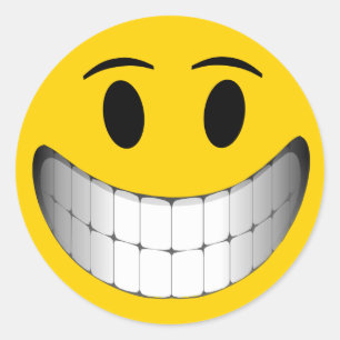 Sticker Rond Grand visage jaune de sourire