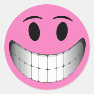 Sticker Rond Grand visage rose de sourire