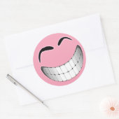 Sticker Rond Grand Visage rose Gris (Enveloppe)