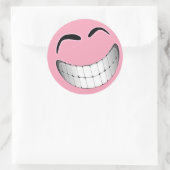 Sticker Rond Grand Visage rose Gris (Sac)