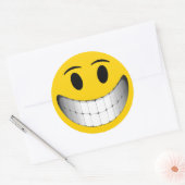 Sticker Rond Grand visage souriant jaune (Enveloppe)