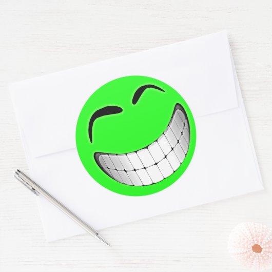 Sticker Rond Grand visage vert (Enveloppe)