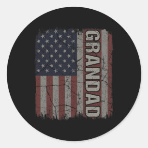 Sticker Rond Grandad American Flag Fête des pères Vintage 4e de