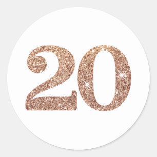 Sticker Rond GRANDE ÂGE NUMÉRO moderne parties scintillant or 2