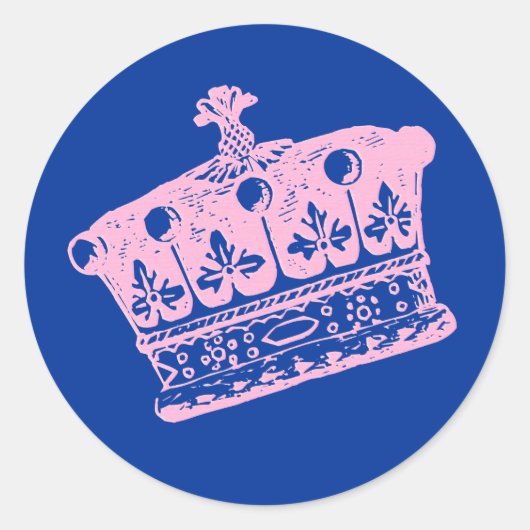 Sticker Rond Grande Couronne rose ou Tiara (Devant)