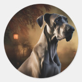 Sticker Rond Grande Dane Halloween effrayante (Devant)