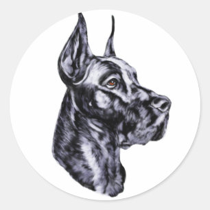 Sticker Rond Grande Dane Head Study Noir