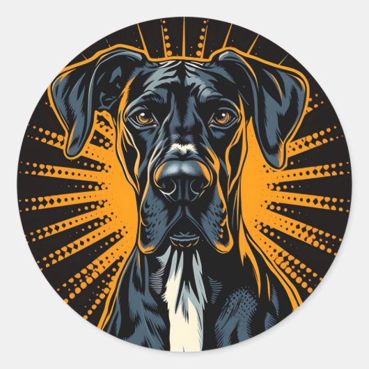 Sticker Rond Grande Danse dans le style comique rétro (Devant)