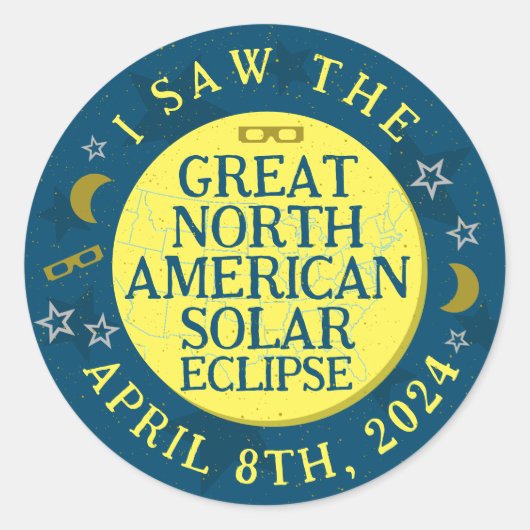 Sticker Rond Grande Éclipse solaire nord-américaine 8 avril 202 (Devant)