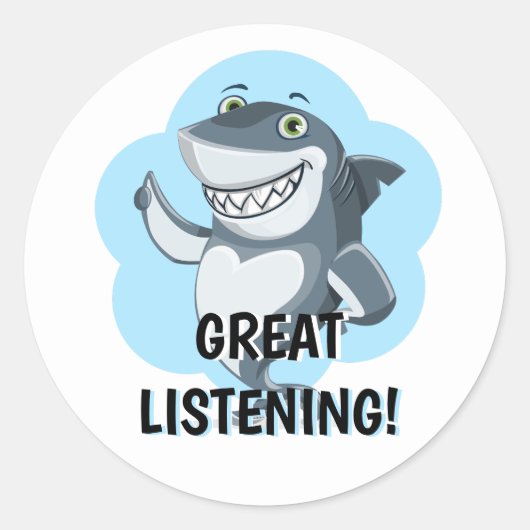 Sticker Rond Grande écoute de requin Enseignant Encouragement (Devant)