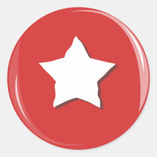 Sticker Rond Grande Étoile Blanche en Détresse Rouge