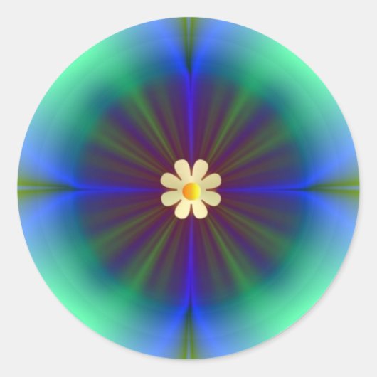 Sticker Rond Grande Fleur bleue-verte (Devant)