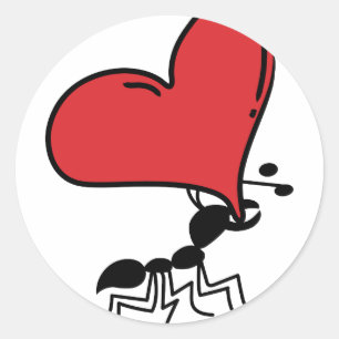 Sticker Rond Grande fourmi de coeur, un bon nombre de fourmi