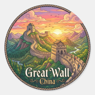 Sticker Rond Grande Muraille de Chine