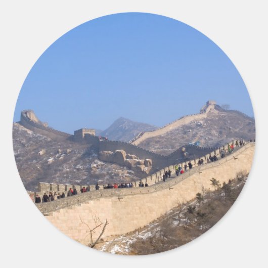 Sticker Rond Grande Muraille de Chine en hiver (Devant)